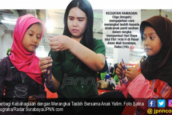 Berbagi Kebahagiaan dengan Merangkai Tasbih Bersama Anak Yatim - JPNN.COM