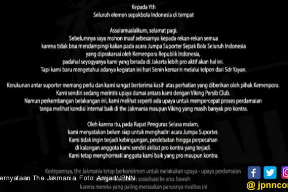 Mendadak, The Jakmania Mundur dari Jumpa Suporter Indonesia - JPNN.COM
