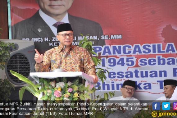 SIMAK! Pidato Kebangsaan Ketua MPR Saat Pelantikan Pengurus Tarbiyah Perti - JPNN.COM