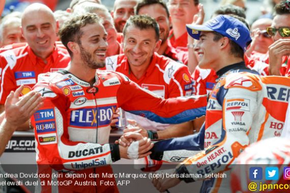 Jelang Naik Podium, Dovizioso dan Marquez Dorong Dorongan di Parkiran - JPNN.COM