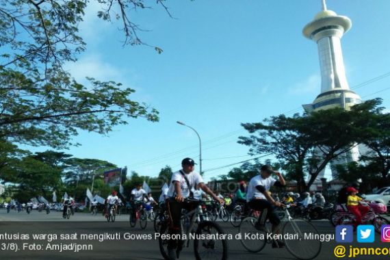 Magnet Gowes Pesona Nusantara Bikin Masyarakat Kendari TIba-Tiba Ikut Senam dan Bersepeda - JPNN.COM