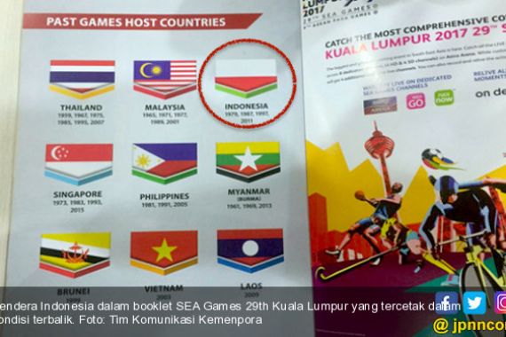 Astaga Cerobohnya Malaysia, Bendera Indonesia Dibalik jadi Putih Merah - JPNN.COM