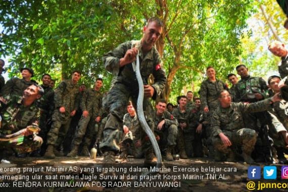Latihan Bersama, TNI AL Latih Marinir AS Tangkap Ular - JPNN.COM