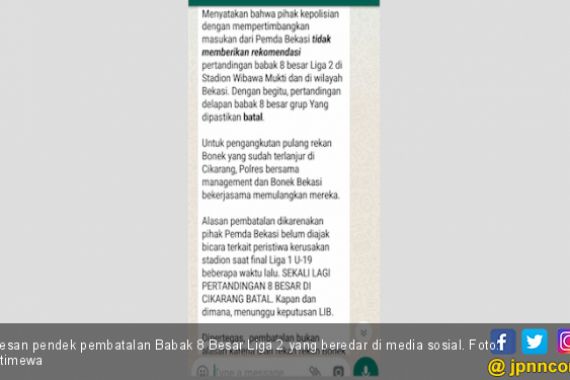 Grup Y Batal Digelar di Cikarang Viral, Ini Bunyi Pesannya - JPNN.COM