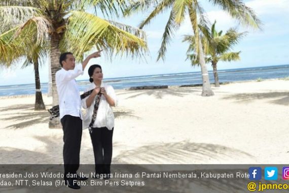 Pak Jokowi Ajak Bu Iriana Nikmati Keindahan Pantai Rote Ndao - JPNN.COM