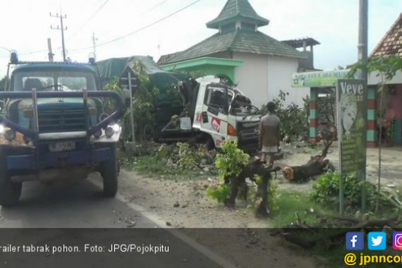 Sopir Ngantuk, Trailer Sikat 4 Pohon Besar - JPNN.COM