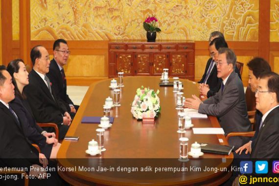 Pertemuan Bersejarah Adik Kim Jong un dan Presiden Korsel - JPNN.COM