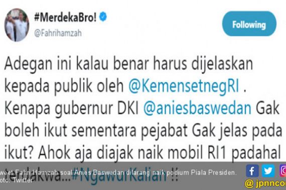 Anies Dilarang Ikut Jokowi ke Podium, Fahri: Ngawur Kalian!! - JPNN.COM