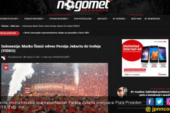 Mantap! Media Kroasia Ikut Beritakan Kemenangan Persija - JPNN.COM
