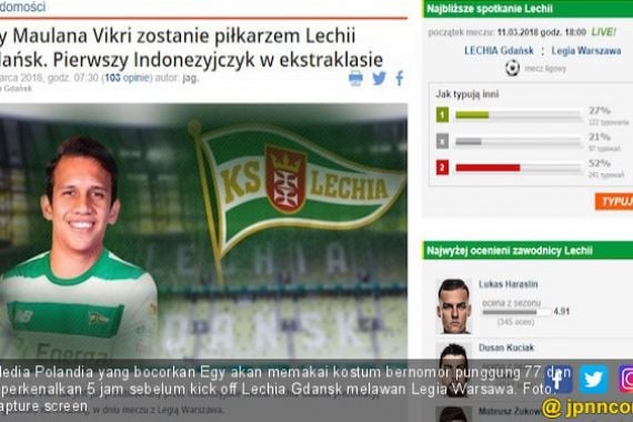 Lechia Gdansk Umumkan Egy 5 Jam Sebelum Lawan Legia Warsawa - JPNN.COM