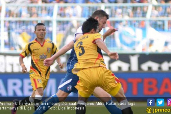 Drama 8 Menit Liga 1 2018, Mitra Kukar Imbangi Arema FC - JPNN.COM