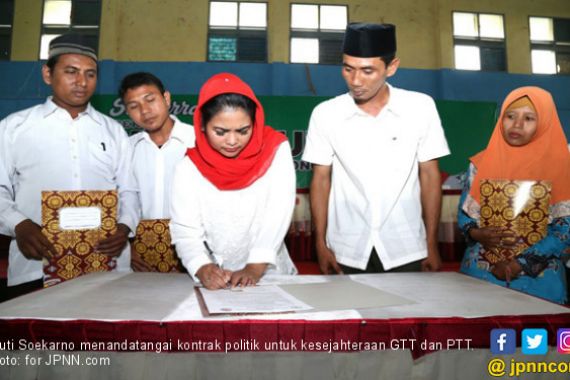 Puti Soekarno Tanda Tangani Kontrak Politik Demi GTT dan PTT - JPNN.COM