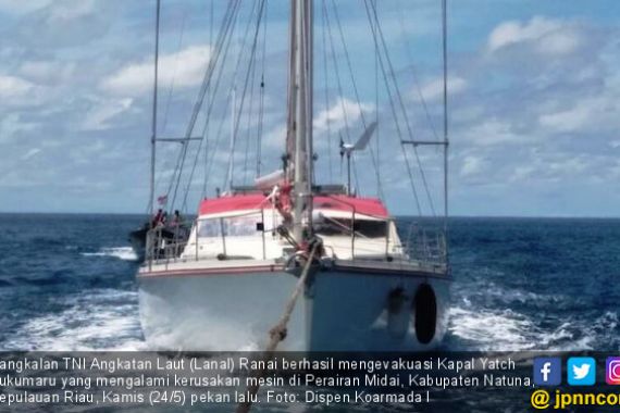 Lanal Ranai Evakuasi Kapal Yatch Berbendera Malaysia - JPNN.COM