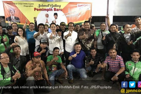 Khofifah-Emil Menang, Ojek Online Gelar Syukuran - JPNN.COM