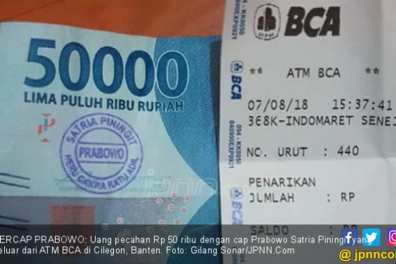 Duit Berstempel Prabowo Satria Piningit Muncul dari ATM BCA - JPNN.COM