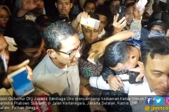Datangi Rumah Prabowo, Sandiaga Uno: Selamat Jokowi-Ma'ruf - JPNN.COM