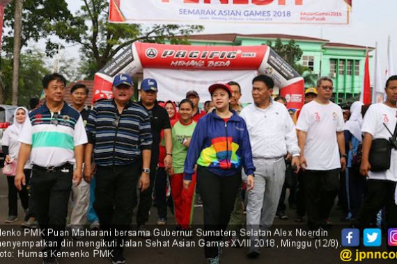 Jelang Asian Games, Menko PMK Lepas Jalan Sehat di Palembang - JPNN.COM