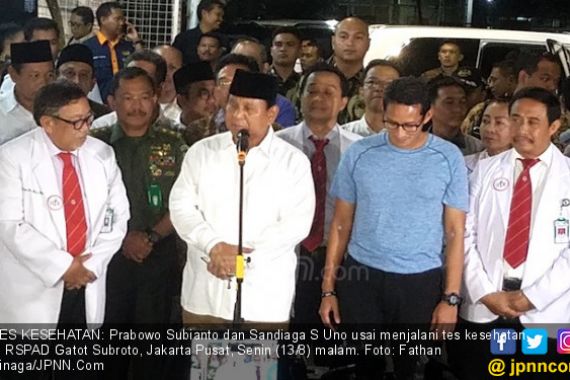 Prabowo: Nasib Saya dan Pak Sandi Terserah Para Dokter - JPNN.COM