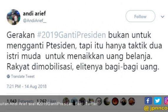 Andi Arief Berkicau Lagi, Kali Ini Serang #2019GantiPresiden - JPNN.COM