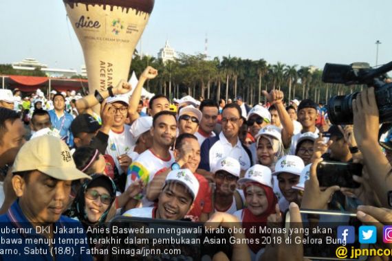Lepas Kirab Obor Asian Games, Anies Minta Warga Ikut Bantu - JPNN.COM
