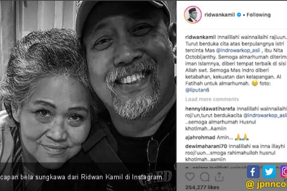 Istri Indro Warkop Meninggal, Ridwan Kamil Ikut Berduka - JPNN.COM