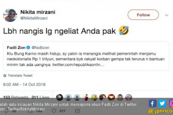 Hehehe... Kicauan Nikita Mirzani Permalukan Fadli Zon - JPNN.COM