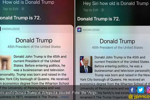 Wikipedia Dibobol, Profil Donald Trump Diubah Alat Vital - JPNN.COM