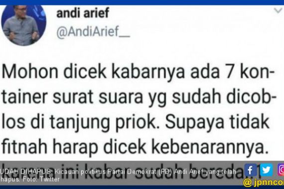 Hmm..Jangan-jangan Andi Arief Sebar Hoaks 7 Kontainer Surat Suara saat Ngefly - JPNN.COM