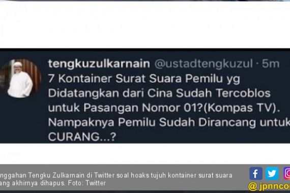 Joman Polisikan Tengku Zulkarnain soal Hoaks Surat Suara - JPNN.COM