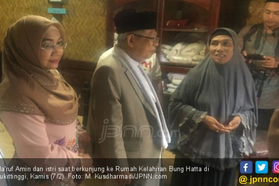 Hujan Tak Surutkan Keinginan Ma'ruf Amin Kunjungi Rumah Kelahiran Bung Hatta - JPNN.COM