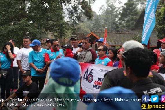 Dalam Acara Gerak Jalan KSPSI, Kemenpora Dukung Deklarasi Antihoaks - JPNN.COM