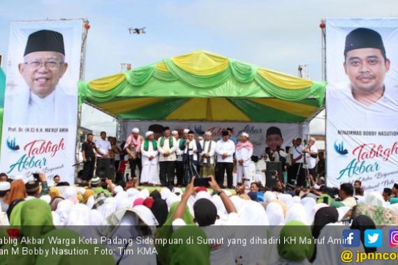 Kiai Ma'ruf & Menantu Jokowi Datang, Warga Padang Sidempuan Tumpah Ruah - JPNN.COM