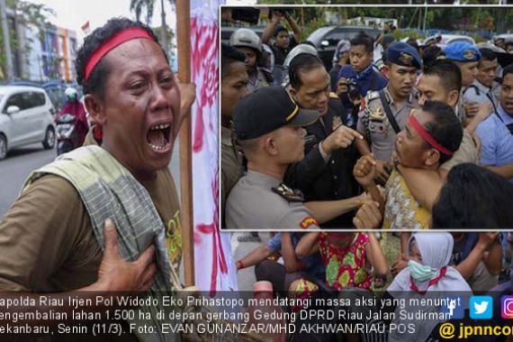 Demo Suku Sakai di Depan Kantor Gubernur Riau Berakhir Ricuh - JPNN.COM
