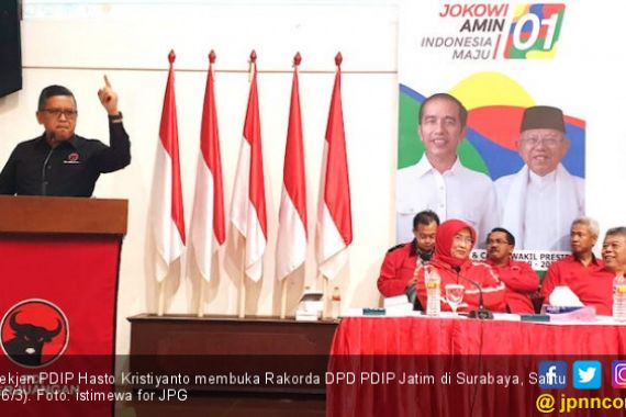 Bawa Pesan Bu Mega, Hasto Semangati Kader PDIP Jatim demi Jokowi-Ma'ruf - JPNN.COM