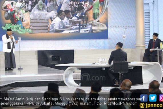 Kiai Ma'ruf Tampil di Luar Dugaan, Sandiaga Praktis Tanpa Terobosan - JPNN.COM