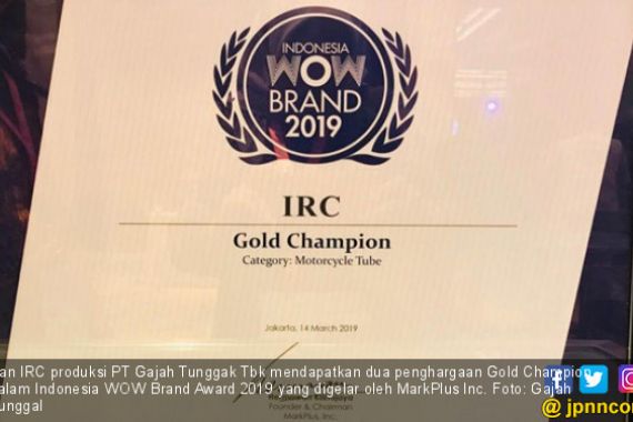 IRC Sabet 2 Gold Champion Indonesia WOW Brand Award 2019 - JPNN.COM