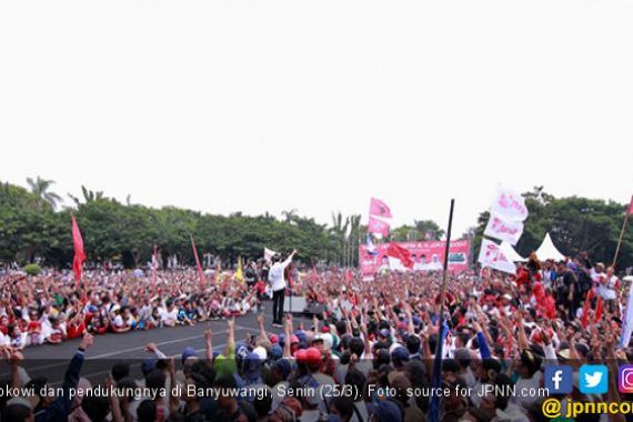 Kampanye Terbuka di Banyuwangi, Jokowi Pamer Bandara Sampai Pabrik Kereta - JPNN.COM