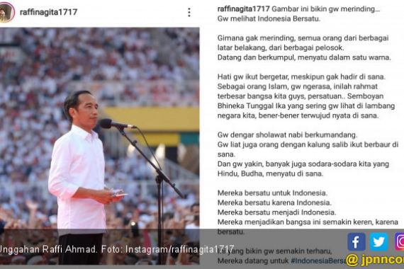 Dukung Jokowi, Raffi Ahmad: Gue Melihat Indonesia Bersatu - JPNN.COM