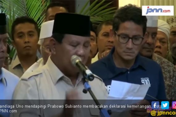 Hmm..Tak Ada Nama Sandiaga Uno di Panggung Pidato Prabowo Subianto - JPNN.COM