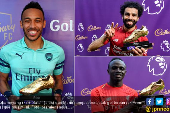 Aubameyang, Mane dan Salah Berbagi Sepatu Emas Premier League - JPNN.COM
