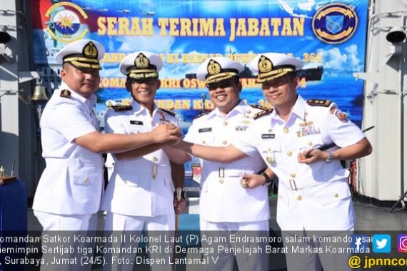 Pesan Kolonel Agam Saat Pimpin Sertijab Tiga Komandan Kapal Perang TNI AL - JPNN.COM
