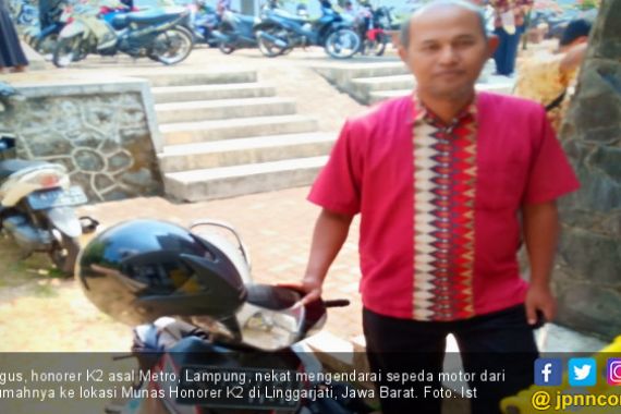 Demi Munas Linggarjati, Honorer K2 Nekat Naik Sepeda Motor dari Lampung - JPNN.COM