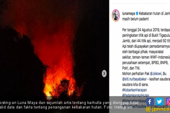Luna Maya Posting Karhutla di Jambi, KLHK: Memang Dia Pernah Padamkan Api? - JPNN.COM