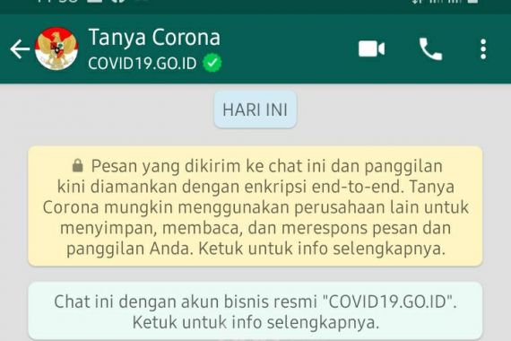 Tanya-Tanya Corona via WA sudah Aktif, Nih Nomornya - JPNN.COM