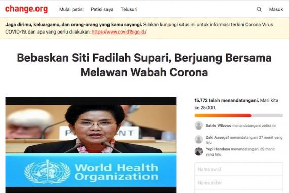 Petisi Daring Bebaskan Siti Fadilah Sempat Hilang, Tiba-tiba Angka Petisiwan Berkurang - JPNN.COM