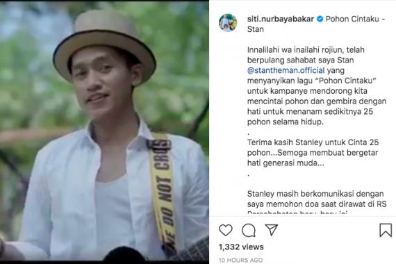 Penyanyi Muda itu Meninggal Dunia, Menteri Siti: Terima Kasih Stanley untuk Cinta 25 Pohon - JPNN.COM