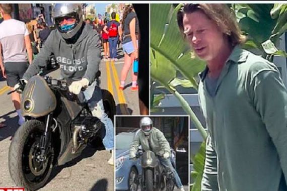 Keren, Brad Pitt Mengendarai Motor Custom saat Ikut Protes Kematian George Floyd - JPNN.COM