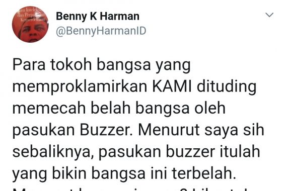 Benny Membela KAMI, Menyerang Balik Buzzer - JPNN.COM