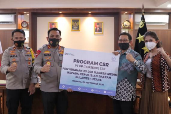 PT PP Salurkan Bantuan 26 Ribu Masker Medis untuk Polda Sulut - JPNN.COM