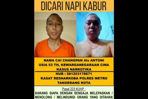 Cai Changpan Napi Narkoba Asal Tiongkok Kabur, 5 Pegawai Lapas Tangerang Dinonaktifkan - JPNN.COM